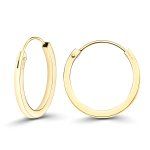 Ohrringe, Creolen, Gelbgold 585 / 14K, Außendurchmesser 16 mm, Breite 1.5 mm, Gewicht ca. 1 g