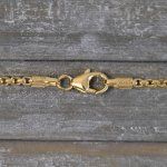 Goldkette als Venezianerkette rund geschlagen in Gelbgold 585 / 14K, 42 cm lang, 2 mm breit, Gewicht ca. 9.7 g.