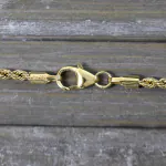 Goldkette als Kordelkette hohl in Gelbgold 585 / 14 Karat, 80 cm lang, 2.1 mm breit, Gewicht ca. 3,1 g.