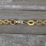 Goldkette als Kordelkette hohl in Gelbgold 585 / 14K, 60 cm lang, 3.3 mm breit, Gewicht ca. 7.7 g.