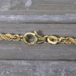 Armband als Kordelkette hohl in Gelbgold 585 / 14K, 25 cm lang, 3,3 mm breit, Gewicht ca. 4.5 g.