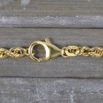 Armband als Kordelkette hohl in Gelbgold 585 / 14K, 19 cm lang, 4,4 mm breit, Gewicht ca. 5.6 g.