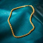 Goldkette als Kordelkette hohl in Gelbgold 585 / 14K, 50 cm lang, 5,4 mm breit, Gewicht ca. 21.6 g.