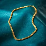 Goldkette als Kordelkette hohl in Gelbgold 585 / 14K, 55 cm lang, 5,4 mm breit, Gewicht ca. 23.8 g.