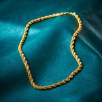 Goldkette als Kordelkette hohl in Gelbgold 585 / 14K, 36 cm lang, 5,4 mm breit, Gewicht ca. 15.6 g.