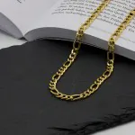 Goldkette als Figarokette hohl in Gelbgold 750 / 18K, 45 cm lang, 5.7 mm breit, Gewicht ca. 13.2 g.