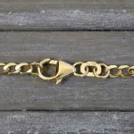 Goldkette als Panzerkette weit in Gelbgold 585 / 14K, 70 cm lang, 2,6 mm breit, Gewicht ca. 6.2 g.