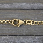 Goldkette als Panzerkette weit in Gelbgold 585 / 14K, 38 cm lang, 2,6 mm breit, Gewicht ca. 3.2 g.