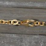 Goldkette als Ankerkette diamantiert in Gelbgold 750 / 18K, 65 cm lang, 2,5 mm breit, Gewicht ca. 25.4 g.