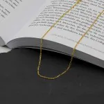 Goldkette als Figarokette diamantiert in Gelbgold 750 / 18 Karat, 65 cm lang, 1.5 mm breit, Gewicht ca. 3.7 g.