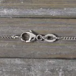 Goldkette als Panzerkette flach Weißgold 750 / 18K, 38 cm lang, 1,4 mm breit, Gewicht ca. 3.5 g.