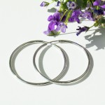 Ohrringe, Creolen, Weißgold 375 / 9K, Außendurchmesser 40 mm, Breite 2 mm, Gewicht ca. 1.4 g