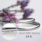 Ohrringe, Creolen, Weißgold 585 / 14K, Außendurchmesser 30 mm, Breite 2 mm, Gewicht ca. 1.1 g