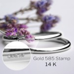 Ohrringe, Creolen, Weißgold 585 / 14K, Außendurchmesser 40 mm, Breite 2 mm, Gewicht ca. 1.7 g