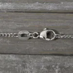 Goldkette als Panzerkette flach in Weißgold 585 / 14K, 75 cm lang, 1,7 mm breit, Gewicht ca. 9 g.