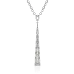 Diamantanhänger 17 Trapeze in 0,16 Karat, Weißgold 585 / 14 Karat, mit einer 585ger Goldkette in 46 cm lang, 0,8 mm breit, Gewicht ca. 2,24 g.