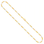 Goldkette als Panzerstegkette Bicolor in Gelbgold / Weißgold 333 / 8K, 55 cm lang, 2,5 mm breit, Gewicht ca. 5.3 g.