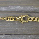 Goldkette als Panzerkette flach in Gelbgold 585 / 14K, 60 cm lang, 3,4 mm breit, Gewicht ca. 16.7 g.
