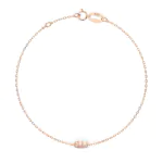 Goldarmband als Ankerkette mit 0,07 Karat Diamanten, Rotgold 585 / 14 Karat, 21 cm lang, Gewicht ca. 0,8 g.