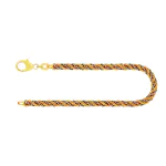 Armband als Kordelkette hohl Bicolor in Gelbgold / Weißgold 585 / 14K, 21 cm lang, 4,4 mm breit, Gewicht ca. 8.8 g.