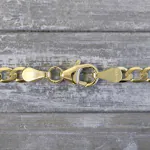 Armband als Panzerkette facettiert in Gelbgold 585 / 14K, 21 cm lang, 3,1 mm breit, Gewicht ca. 3 g.