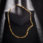 Goldkette als Figarokette diamantiert in Gelbgold 585 / 14K, 55 cm lang, 4,3 mm breit, Gewicht ca. 23.4 g.