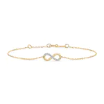 Goldarmband als Ankerkette mit 0,05 Karat Diamanten, Gelbgold 585 / 14 Karat, 18 cm lang, Gewicht ca. 1,0 g.