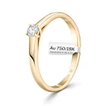 0,10 Karat Diamant Verlobungsring, Gelbgold 750 / 18K, Breite 2 mm, Weite 58 mm, Gewicht ca. 2.03 g.