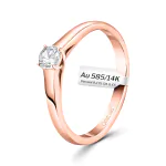 0,20 Karat Diamant Verlobungsring, Rotgold 585 / 14K, Weite 53 mm, Gewicht ca. 2.5 g.
