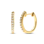 0,16 Karat Diamant Creolen, Gelbgold 750 / 18K, Außendurchmesser 13 mm, Breite 1.5 mm, Gewicht ca. 1.8 g