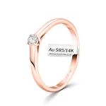 0,10 Karat Diamant Verlobungsring, Rotgold 585 / 14K, Breite 2 mm, Weite 49 mm, Gewicht ca. 2.2 g.
