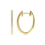0,13 Karat Diamant Creolen, Gelbgold 585 / 14K, Außendurchmesser 17.5 mm, Breite 1.1 mm, Gewicht ca. 2.1 g