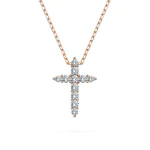 0,09 Karat Diamant Anhänger Kreuz Rotgold 585 (14K) mit Goldkette für Damen