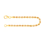 Armband als Kordelkette hohl in Gelbgold 375 / 9K, 19 cm lang, 2,7 mm breit, Gewicht ca. 1.5 g.