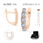 0,85 Karat Diamant Creolen, Rotgold 585 / 14 Karat, Gewicht ca. 2.1 g.