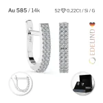 0,22 Karat Diamant Creolen, Weißgold 585 / 14 Karat, Gewicht ca. 2.5 g.
