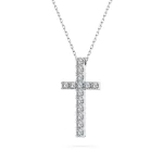 0,2 Karat Diamant Anhänger Kreuz Weißgold 585 (14K) mit Goldkette für Damen