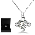 0,1 Karat Diamant Anhänger 4-er Krappe, Weißgold 585 / 14K, Höhe 5.8 mm, Breite 4 mm, Gewicht ca. 0.14 g