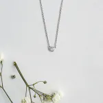 Diamantanhänger in 0,10 Karat, Weißgold 585 / 14 Karat, mit einer 585ger Goldkette in 43 cm