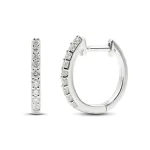 0,21 Karat Diamant Creolen, Weißgold 750 / 18K, Außendurchmesser 13.5 mm, Breite 1.5 mm, Gewicht ca. 1.9 g