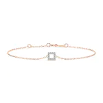 Goldarmband als Ankerkette mit 0,06 Karat Diamanten, Rotgold 585 / 14 Karat, 21 cm lang, Gewicht ca. 0,8 g.