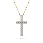 0,2 Karat Diamant Anhänger Kreuz Gelbgold 585 (14K) mit Goldkette für Damen