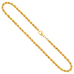 Goldkette als Kordelkette hohl in Gelbgold 333 / 8K, 50 cm lang, 3,8 mm breit, Gewicht ca. 8.3 g.