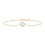 Goldarmband als Ankerkette mit 0,07 Karat Diamanten, Gelbgold 585 / 14 Karat, 20 cm lang, Gewicht ca. 0,8 g.