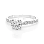 0,5+0,21 Karat Diamant Verlobungsring mit 15 Diamanten, Weißgold 585 / 14K