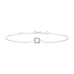 Goldarmband als Ankerkette mit 0,06 Karat Diamanten, Weißgold 585 / 14 Karat, 18 cm lang, Gewicht ca. 0,8 g.