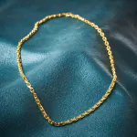 Goldkette als Ankerkette diamantiert in Gelbgold 585 / 14K, 60 cm lang, 3,8 mm breit, Gewicht ca. 42.5 g.
