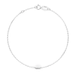 Goldarmband als Ankerkette mit 0,06 Karat Diamanten, Weißgold 585 / 14 Karat, 18 cm lang, Gewicht ca. 0,8 g.