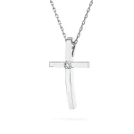 0,03 Karat Diamant Anhänger Kreuz Weißgold 585 (14K) mit Goldkette für Damen