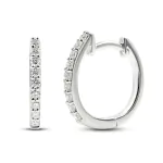0,15 Karat Diamant Creolen, Weißgold 750 / 18K, Außendurchmesser 13 mm, Breite 1.5 mm, Gewicht ca. 1.8 g